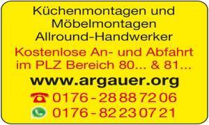 Kostenlose Anfahrt und Abfahrt bei Kchenmontagen, Mbelmontage und bei den Allround Handwerker von Argauer in Mnchen